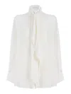 Etro Pussy Bow Silk Blouse In Blanco