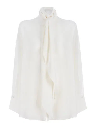 Etro Pussy Bow Silk Blouse In White