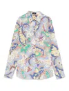 Etro Cotton Shirt With Floral Print And Collared Neck In Multicolor