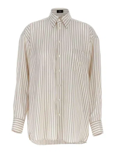 ETRO LOGO EMBROIDERY STRIPED SHIRT