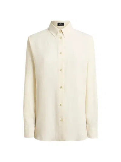 Etro Silk-blend Jacquard Shirt With Paisley Motif In Neutral