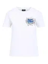 Etro T-shirt Mit Aufgesticktem Pegaso Und Monogramm In Blanco