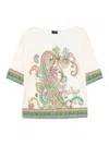 Etro Paisley Bordura Cotton T-shirt In Multicolor In White