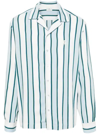 Etro Striped Long-sleeved Bowling Shirt In Multicolor