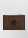 ETRO CANVAS CLUTCH WITH LEATHER HANDLE AND DETACHABLE STRAP