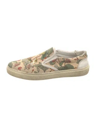 Pre-owned Etro Canvas Floral Print Boat Shoes In Neutral