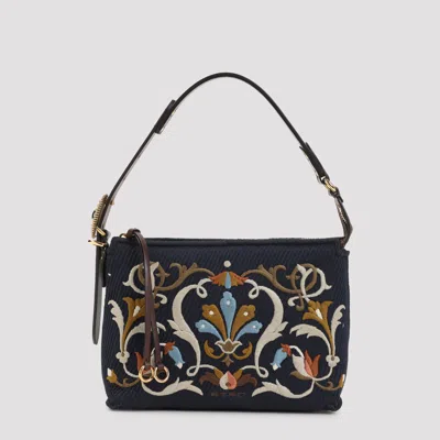 Etro Blu Canvas Hobo S Shoulder Bag In Pattern