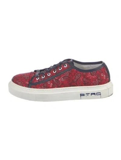 Pre-owned Etro Canvas Paisley Print Sneakers In Red