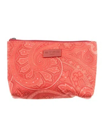 Pre-owned Etro Canvas Patterned Cosmetics Bag In Red
