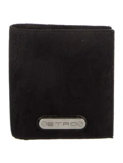 Pre-owned Etro Canvas Printed Compact Wallet In Black
