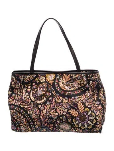 Pre-owned Etro Canvas Shoulder Bag In Black