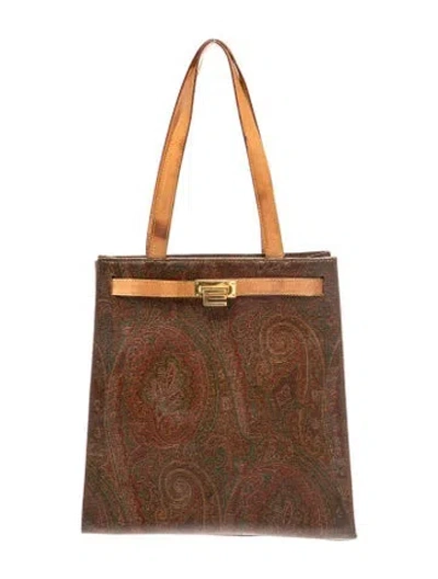 Pre-owned Etro Canvas Shoulder Bag In Brown