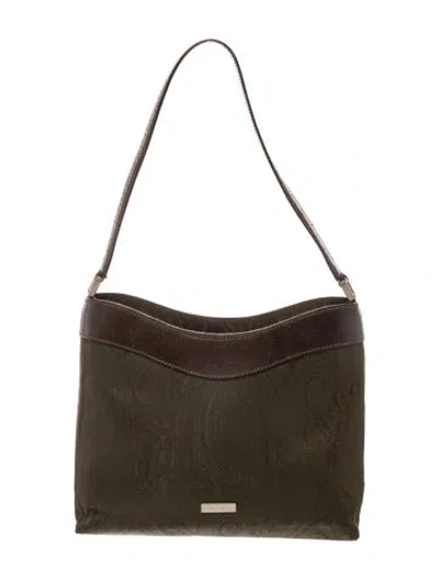 Pre-owned Etro Canvas Shoulder Bag In Green