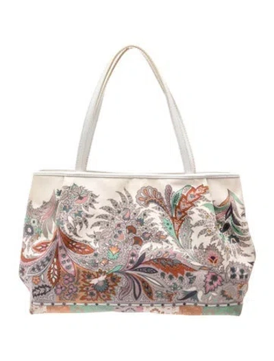 Pre-owned Etro Canvas Shoulder Bag In Neutrals
