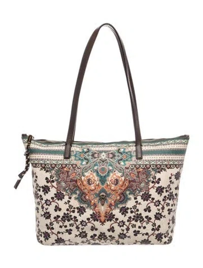 Pre-owned Etro Canvas Shoulder Bag In Neutrals
