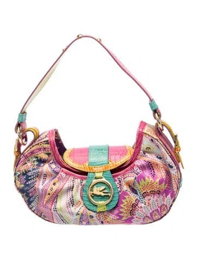 Pre-owned Etro Canvas Shoulder Bag In Pink