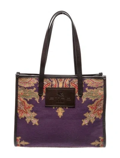 Pre-owned Etro Canvas Shoulder Bag In Purple
