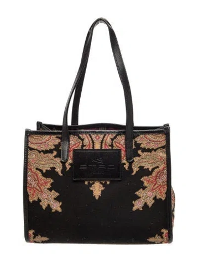 Pre-owned Etro Canvas Shoulder Bag Vintage In Black