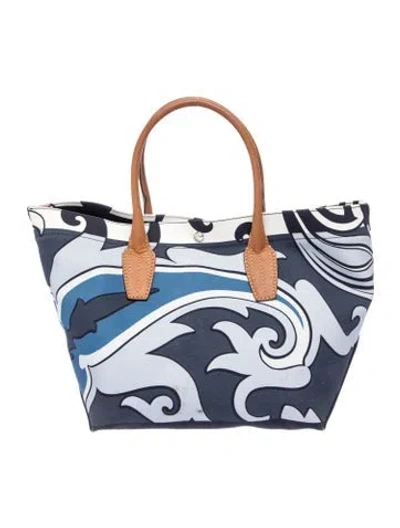Pre-owned Etro Canvas Top Handle Bag In Blue