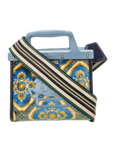 Pre-owned Etro Canvas Top Handle Bag In Blue