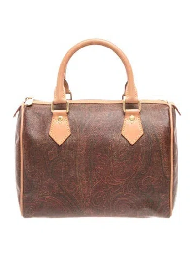 Pre-owned Etro Canvas Top Handle Bag In Brown