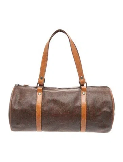 Pre-owned Etro Canvas Top Handle Bag In Burgundy