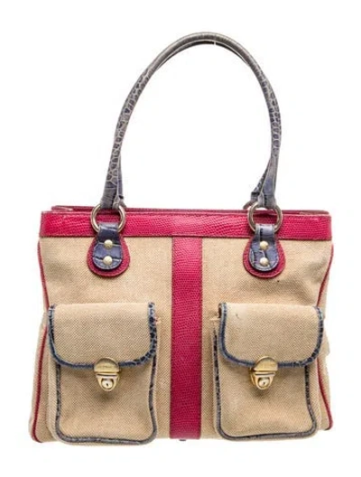 Pre-owned Etro Canvas Top Handle Bag In Neutrals