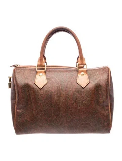 Pre-owned Etro Canvas Top Handle Bag In Red