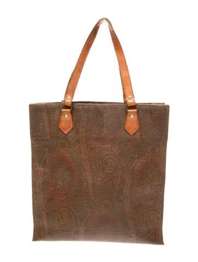 Pre-owned Etro Canvas Tote In Brown