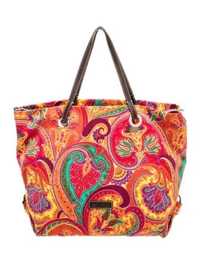 Pre-owned Etro Canvas Tote In Orange