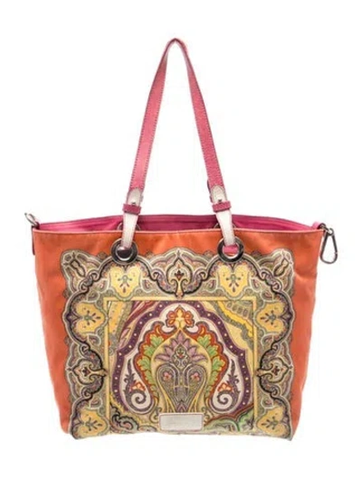 Pre-owned Etro Canvas Tote In Orange