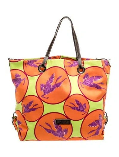 Pre-owned Etro Canvas Tote In Orange