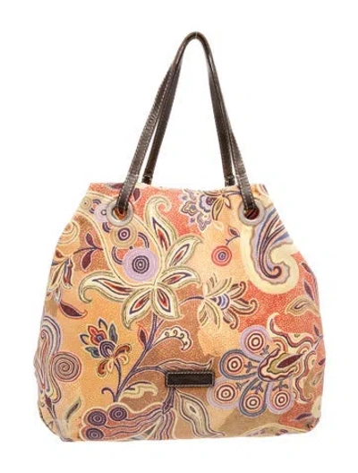 Pre-owned Etro Canvas Tote In Orange