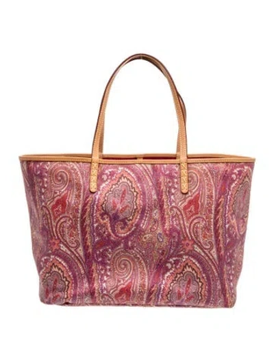 Pre-owned Etro Canvas Tote In Pink