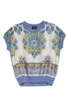 Etro Cap Sleeve Mixed Media Sweater In Pervinca