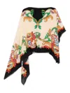 Etro Draped Border Cape Asymmetrical Hem
