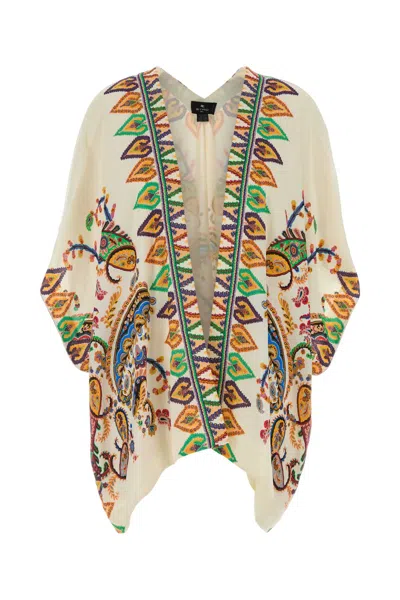 Etro Printed Kimono Jacket Open Front Draped In Multi