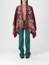 Etro Jackets Floral-printed V-neck Poncho In Brown
