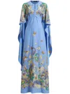 Etro Light Blue Printed Crêpe De Chine Maxi Dress In Blau
