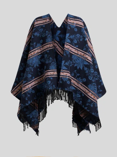 Etro Cape Mit Jacquard-blumenmotiv In Elektroblau