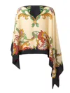 Etro Draped Border Cape Asymmetrical Hem In Multicolour
