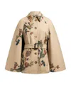 Etro Cape-style Trench Coat With Floral Print In Brown