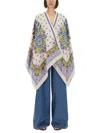 Etro Cape With Daisies In Blue