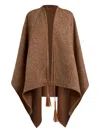 Etro Leather-trimmed Paisley-print Wool-blend Poncho In Brown