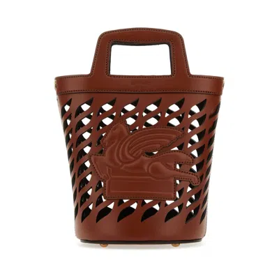 Etro Caramel Leather Bucket Bag In Brown
