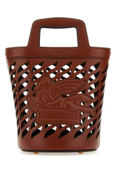 Etro Caramel Leather Bucket Bag In Brown