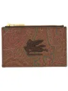 Etro Embroidered Logo Zip Around Card Slots In Brown