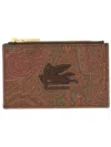 Etro Embroidered Logo Zip Around Card Slots In Brown