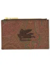 Etro Embroidered Logo Zip Around Card Slots In Brown