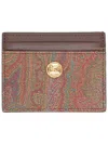 Etro Card Holder Paisley In Brown